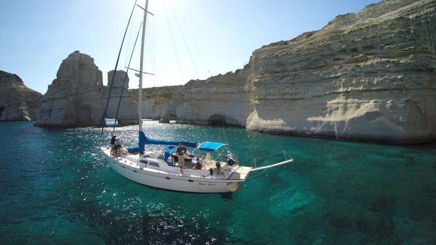 Adamas: Kleftiko Sailing Day Trip with Snorkeling and Lunch - Sykia Cave and the return along the coast