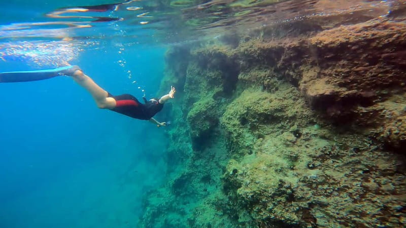 Athens, Nea Makri: Guided Small Group Snorkeling Boat Trip - First stop: snorkeling around Marathon Cape
