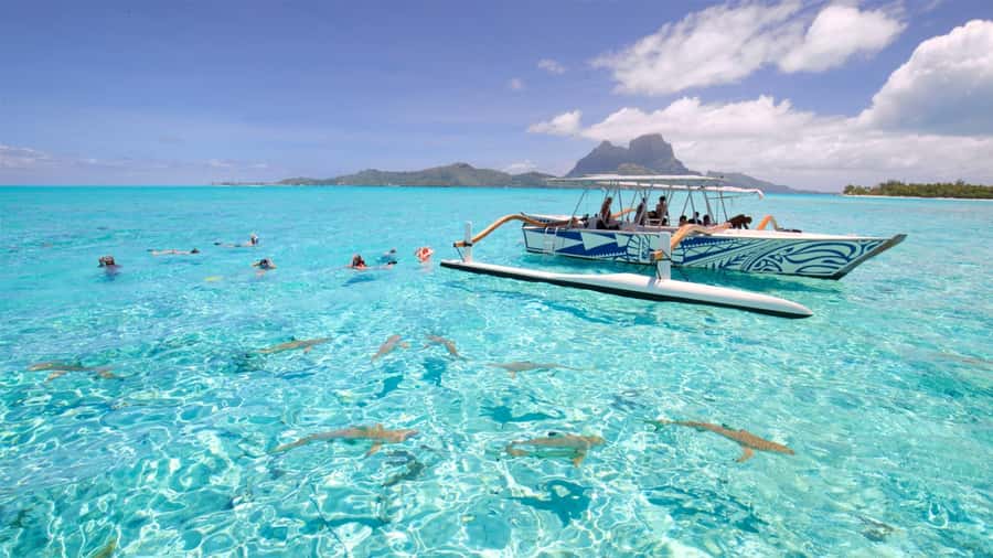 Bora Bora: Lagoon Tour and Snorkeling Experience - Riding the motorized outrigger