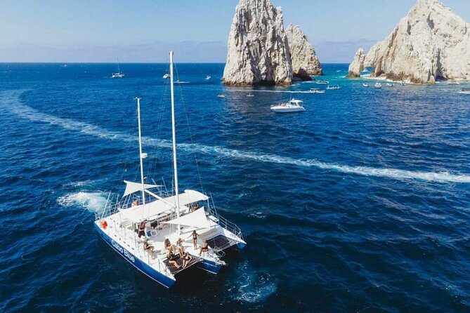 Cabo San Lucas and Santa Maria Bay Snorkeling Sightseeing Cruise - The Cabo coast from a trimaran