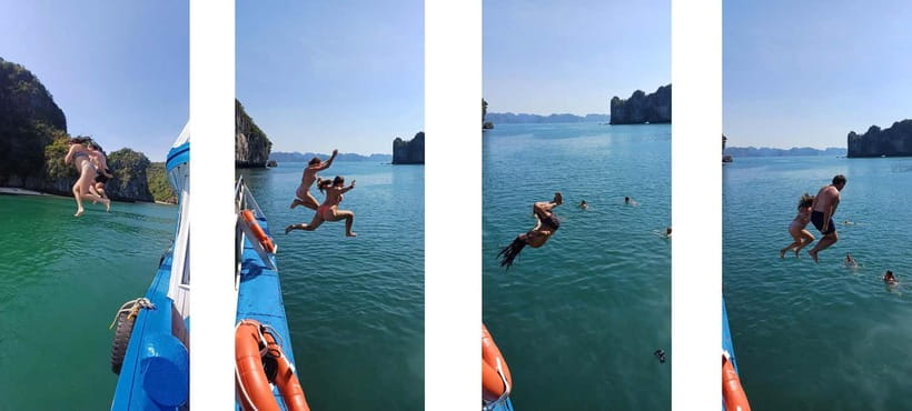 CAT BA: LAN HA & HALONG BAY – KAYAK, BIKE, LUNCH, SNORKEL - Kayaking into Bright Cave and Bat Cave