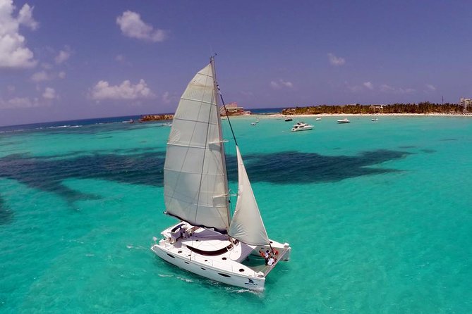 Catamaran Tour to Isla Mujeres, Open bar, Lunch, Snorkeling, Beach Club Included - Buffet lunch and beach club time