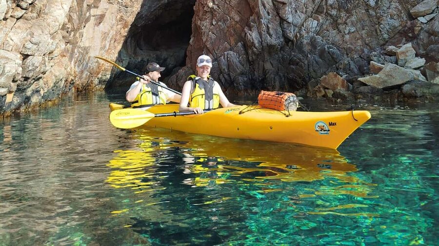 Chia: kayak tour to Tuerredda with snorkeling - Ferraglione Islands and the sea urchin colonies