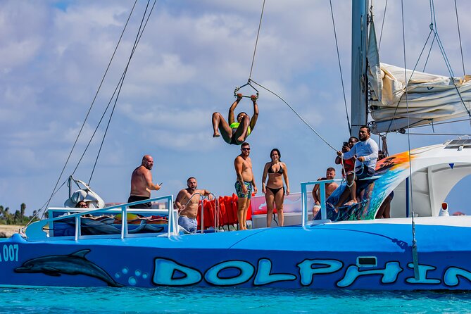 Dolphin Catamaran Snorkel and Sail with Open Bar - The slide and rope swing