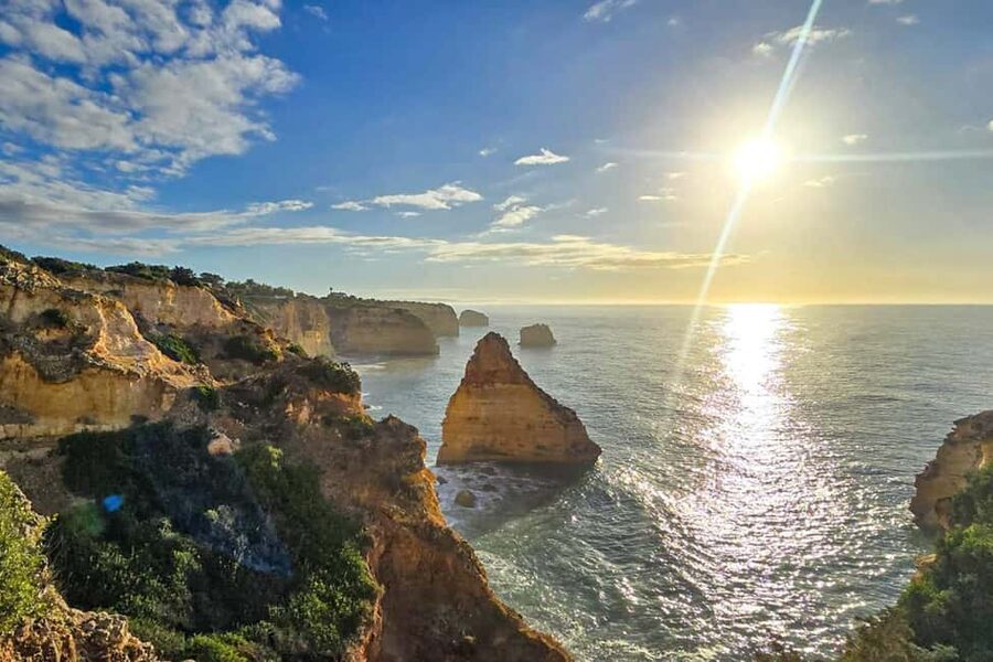 From Faro: 7 Valleys Hiking, Benagil Cave, & Snorkeling Tour - From Faro Station to the cliffs