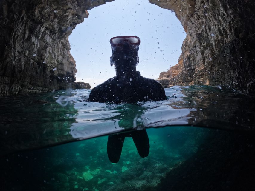 From Fazana: Dolphin watching and snorkeling in Blue Cave - Brijuni views and the second swim