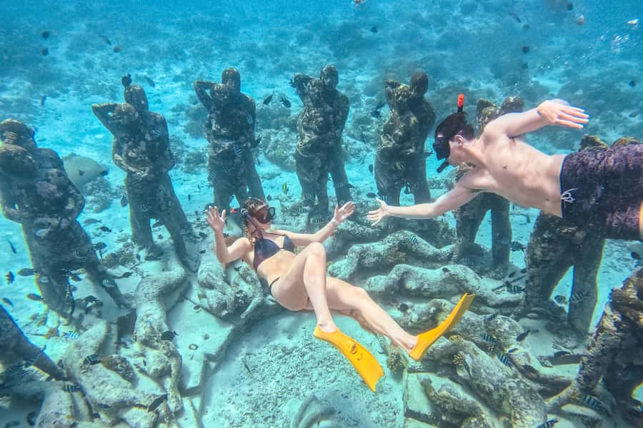 From Gili Air: Snorkeling with Turtles & Underwater Statue - The Nest underwater statues, beautiful but crowded