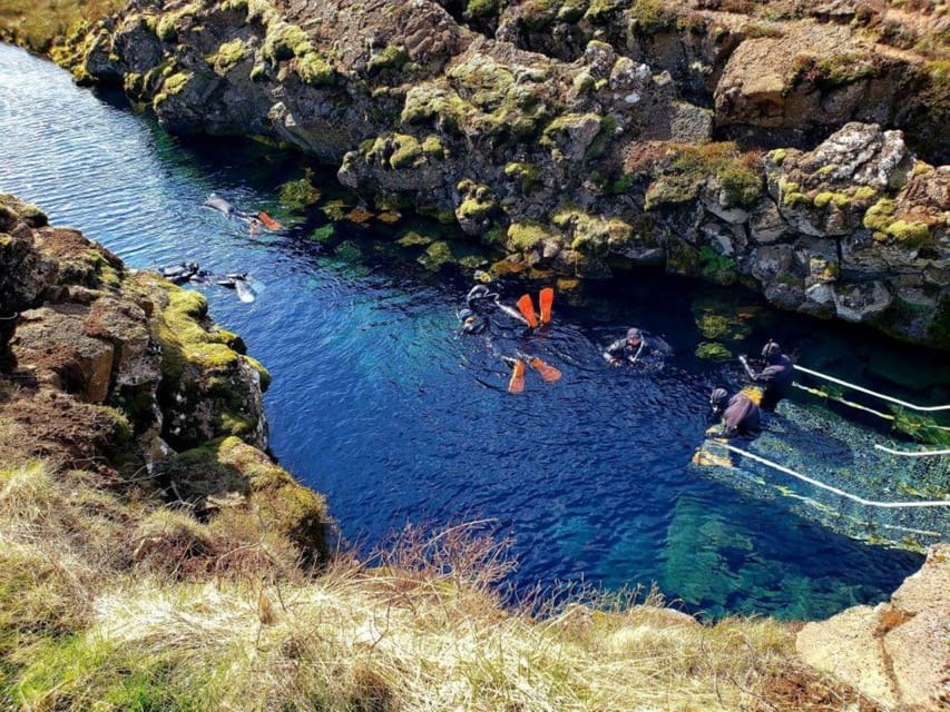 From Reykjavik: Silfra Snorkeling with Free Photos - The blue sections and the continental divide