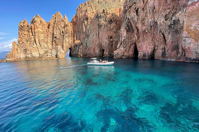From Sagone/Cargèse: Coves of Piana sea cave Snorkeling - Entering the Calanques de Piana by Boat