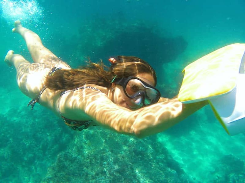 From Sesimbra: Sea Scooter Snorkeling boat Tour - First snorkeling stop: 45 minutes in the marine park