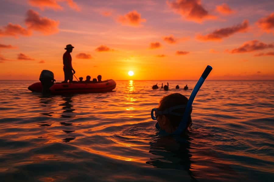Gili SUNSET Snorkeling Tour With GOPRO Documentation - The first swim: turtles at Gili Trawangan