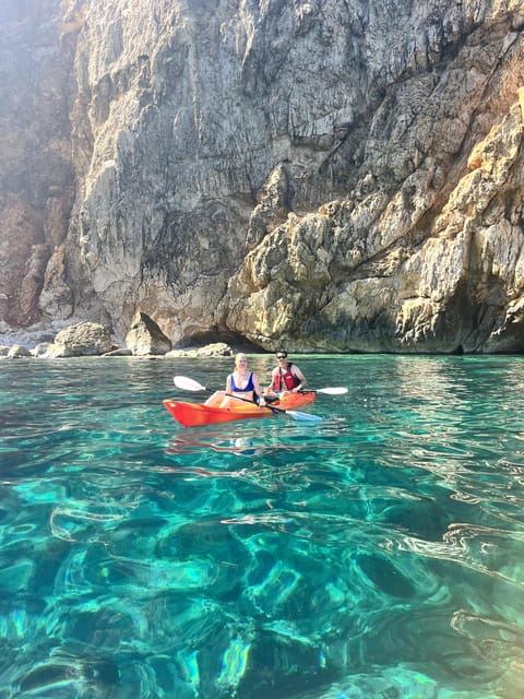 Jávea: Cala Portixol Kayak Tour with Snorkel & Cliff Jumping - The Blue Lagoon and cliff jumping