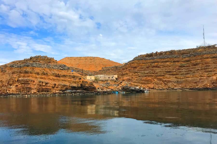 Khasab: Khor Sham Half-Day Cruise with Snorkeling & Dolphins - Entering Khor Sham by traditional dhow