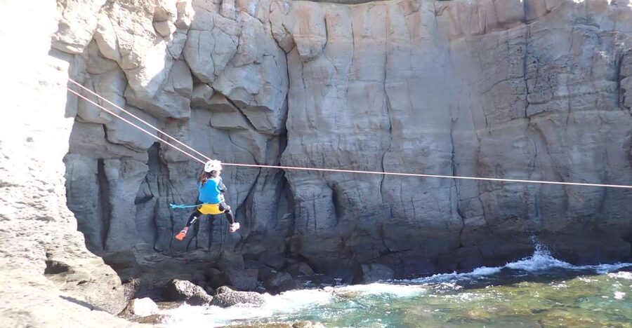 Las Palmas: Coastering, Via Ferrata, Water Jumping & Snorkel - Via ferrata and climbing above the water