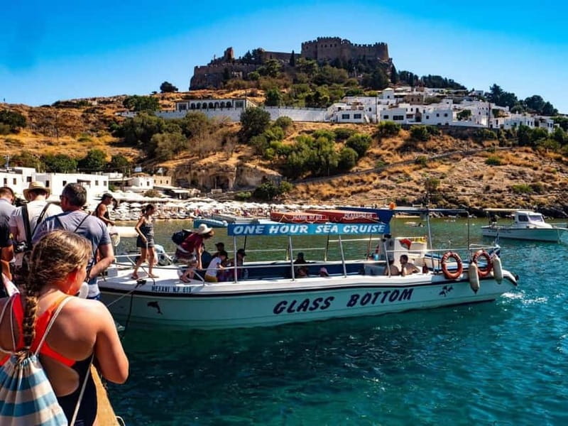 Lindos: Glass Bottom Boat Tour with Snorkeling - Seeing Lindos from the Glass Bottom Boat Melani
