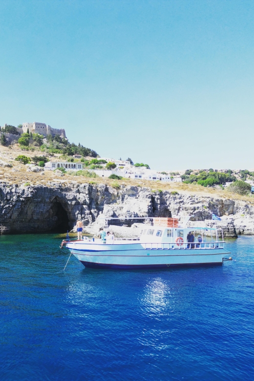 Lindos,Pefkos: All inclusive Swim & Snorkel Boat Cruise - The Lindos cave stop comes first