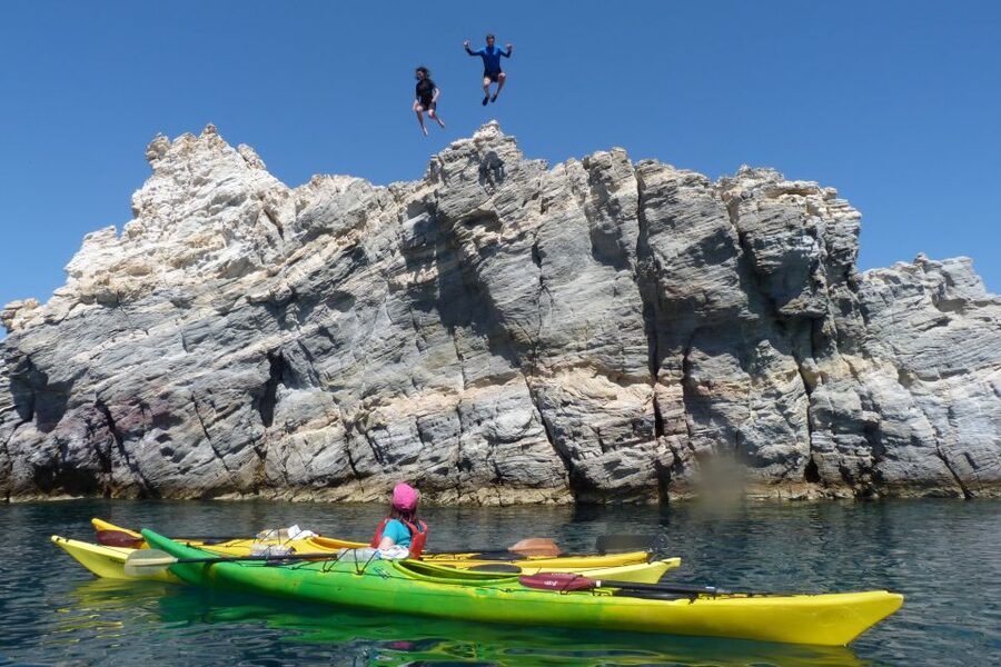 Milos: Guided Kayaking Trip with Snorkelling & Lunch - The first beach stop: one hour to swim and snorkel