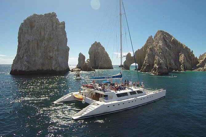 Multimillion Yacht Cabo Cruise Sunset or Snorkel Optional PICKUP! - Seeing Cabo’s Arch from the water
