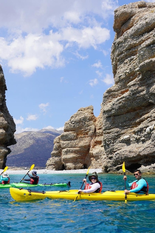 Naxos: Moutsouna Caves Sea Kayak Tour, Snorkeling & Picnic - Paddling through caves and volcanic rock