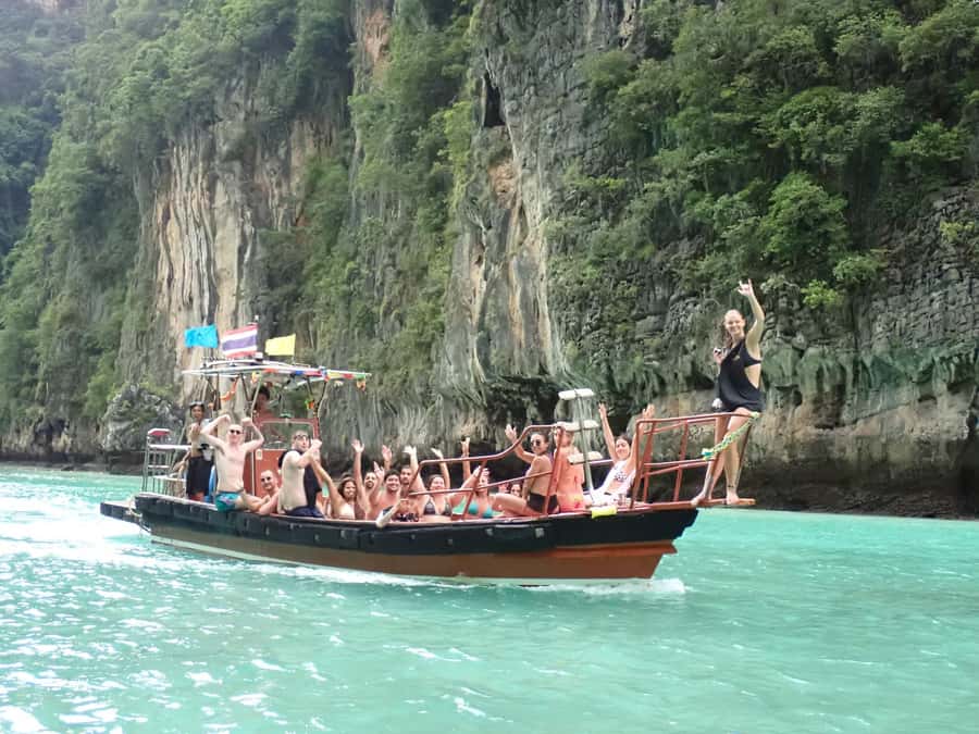 Phi Phi: Pirate Boat with Snorkeling, Kayaking, and Party - Viking Cave is a quick look from the water