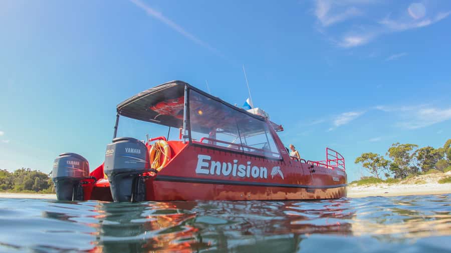 Port Stephens: Port Stephens Island Snorkel Adventure Cruise - Leaving Nelson Bay on the Envision