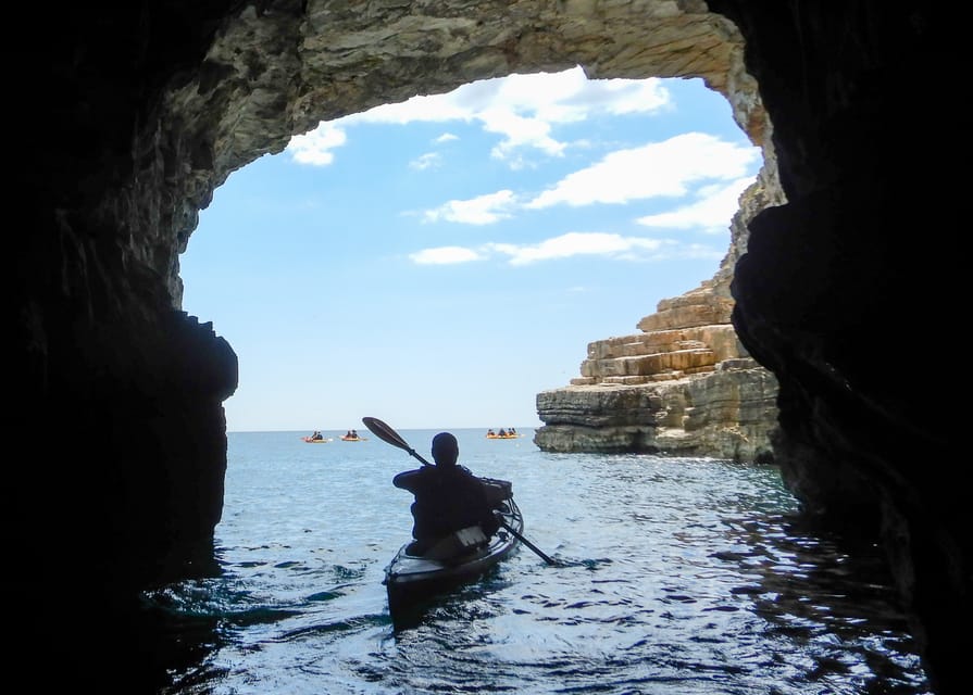 Pula: 3-hrs Kayak, Cliffs & Snorkeling Small Group Adventure - Learning the kayak before reaching the cliffs