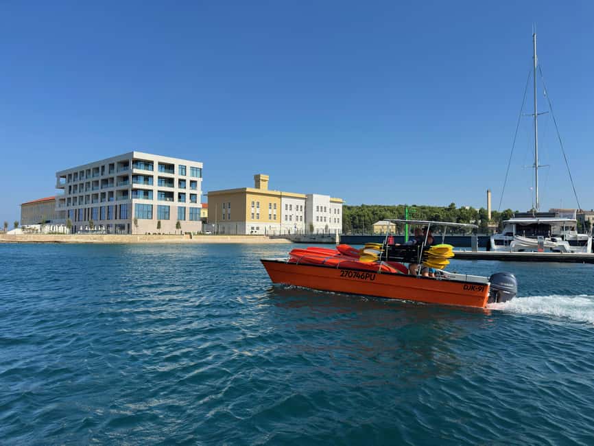 Pula: Sea Adventure – Boat, Kayak, Snorkeling & Cliff Jumps - Paddling along the cliffs and into rocky passages