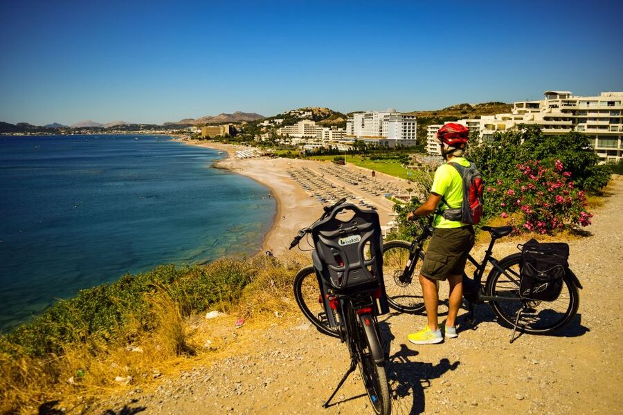 Rhodes: Anthony Quinn Bay E-Bike Tour with Snorkeling - Snacks with a view