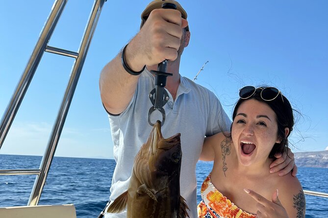 Santorini Fishing Private Cruise boat tour - BBQ, Snorkeling - Snorkeling, swimming, and quiet coves
