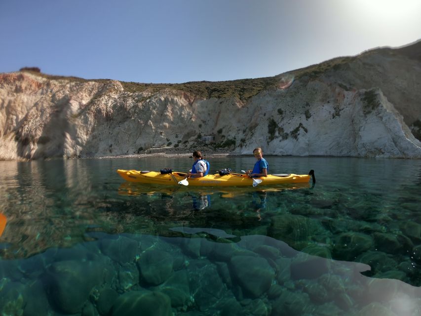 Santorini: Sea Caves Kayak Trip with Snorkeling and Picnic - Santorini from the water, not the postcard viewpoint