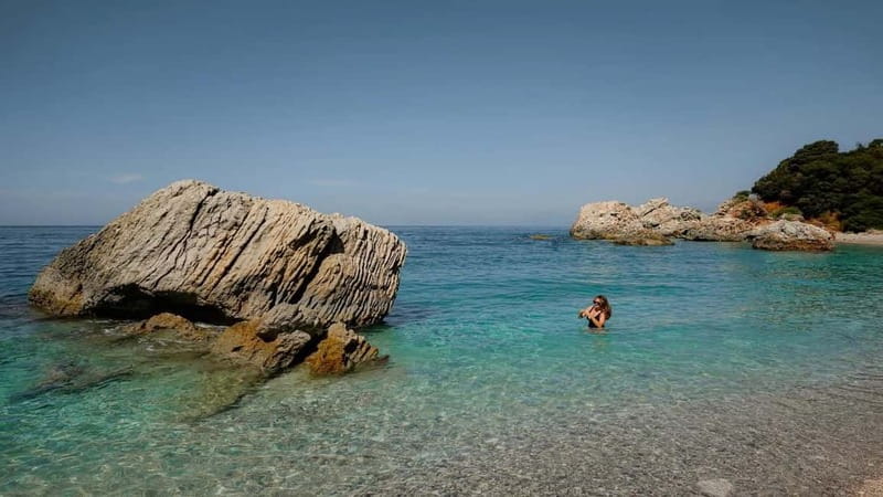 Saranda:Boat Tour to Kroreza with snorkelling,&umbrellas - Rojdhes Bay and the final swim