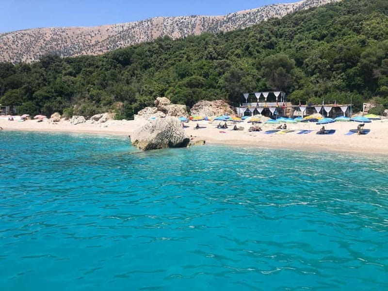Sarandë:Boat Tour to Kroreza with snorkelling & umbrellas - Krorezë: the main beach stop