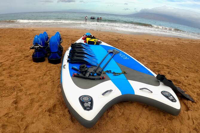 Snorkeling for Non-Swimmers with Photos Guided Tour Wailea Beach - Reaching the reef by inflatable paddleboard