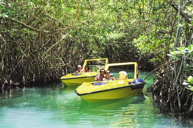 Speedboat jungle tour and snorkel - Driving through Cancun’s lagoon and mangroves